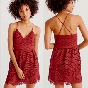 Abercrombie & Fitch Spaghetti Strap Crochet Mini Dress in Size Small